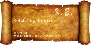 Koháry Ervin névjegykártya
