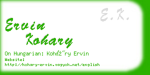 ervin kohary business card